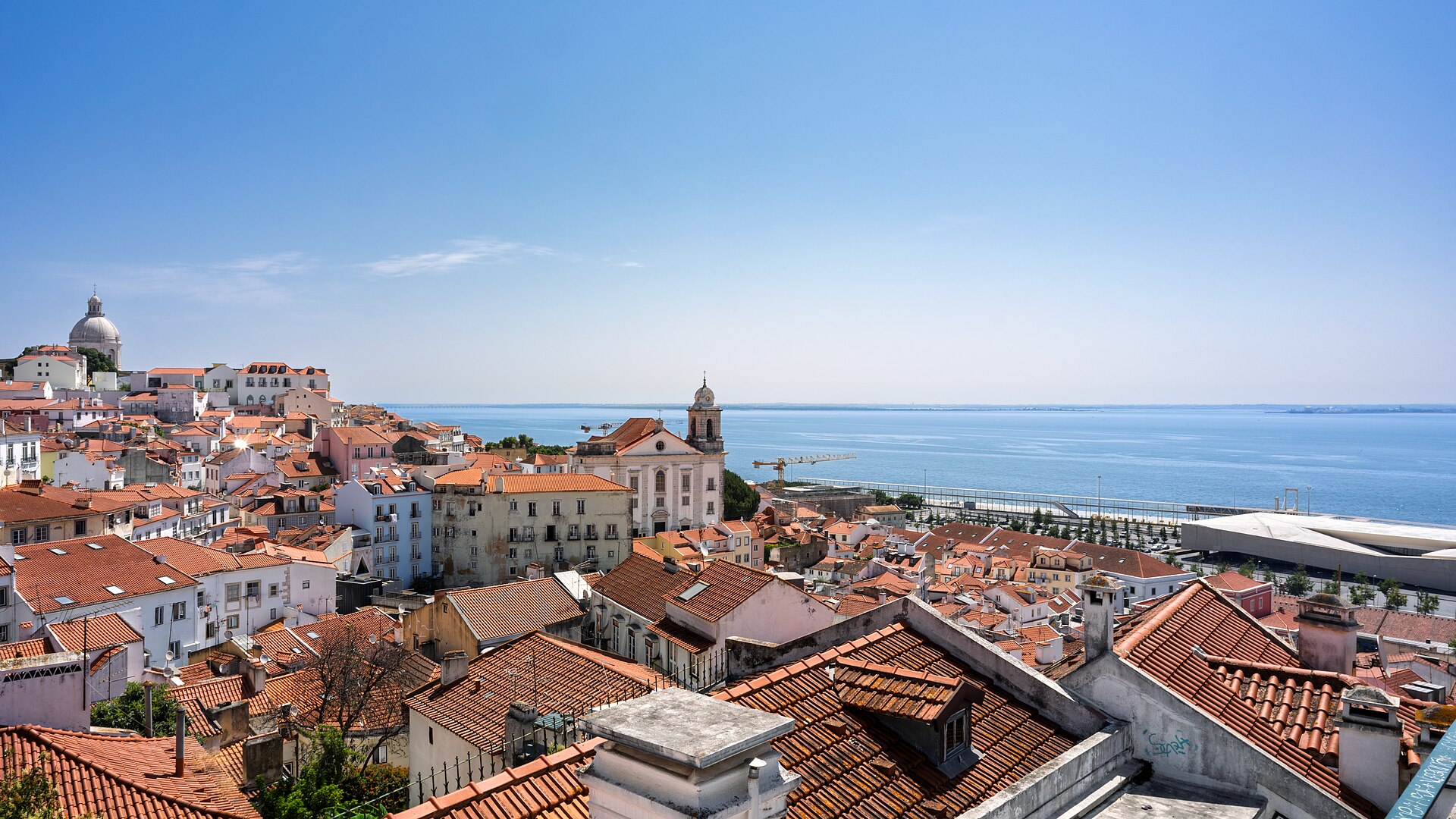 Lisbon cityscape beside the Tagus River
